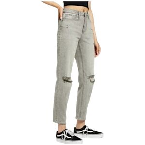 BP Nordstrom Distressed High Waist Mom Jeans Light Grey Wash Size 31 NWT
